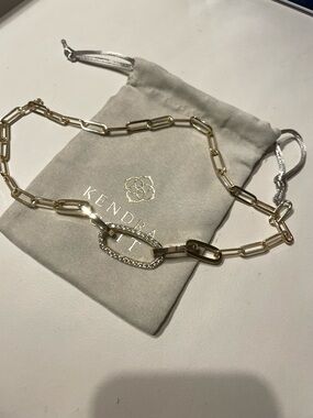 Kendra Scott Gold Link Paperclip Chain Necklace with Pavé Oval Link